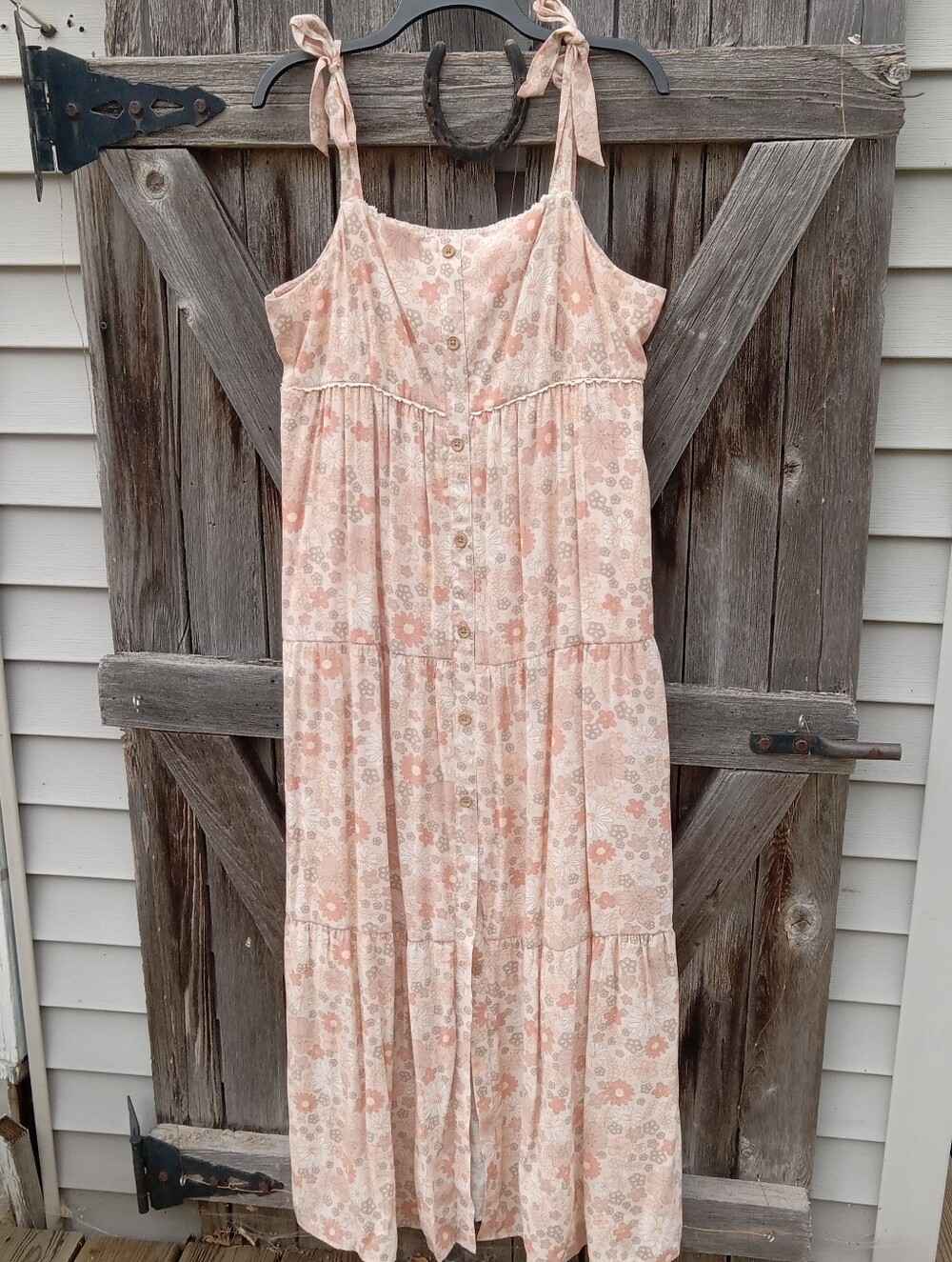 LC Lauren Conrad Button Front Tiered Maxi Dress, XL